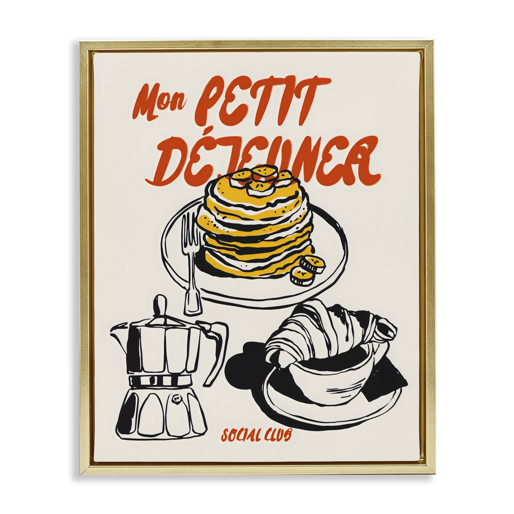 Stupell Industries My Breakfast Pancakes Spread Gold Framed Floater Canvas Wall Art, design by The Prints Vibe