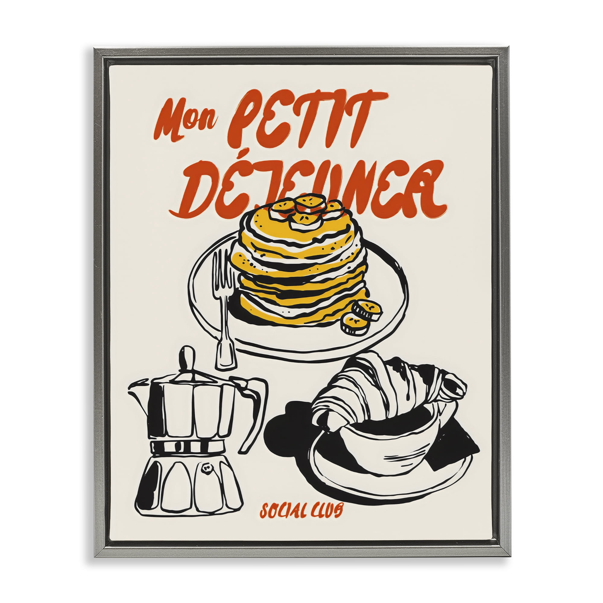 Stupell Industries My Breakfast Pancakes Spread Gray Framed Floater Canvas Wall Art, design by The Prints Vibe