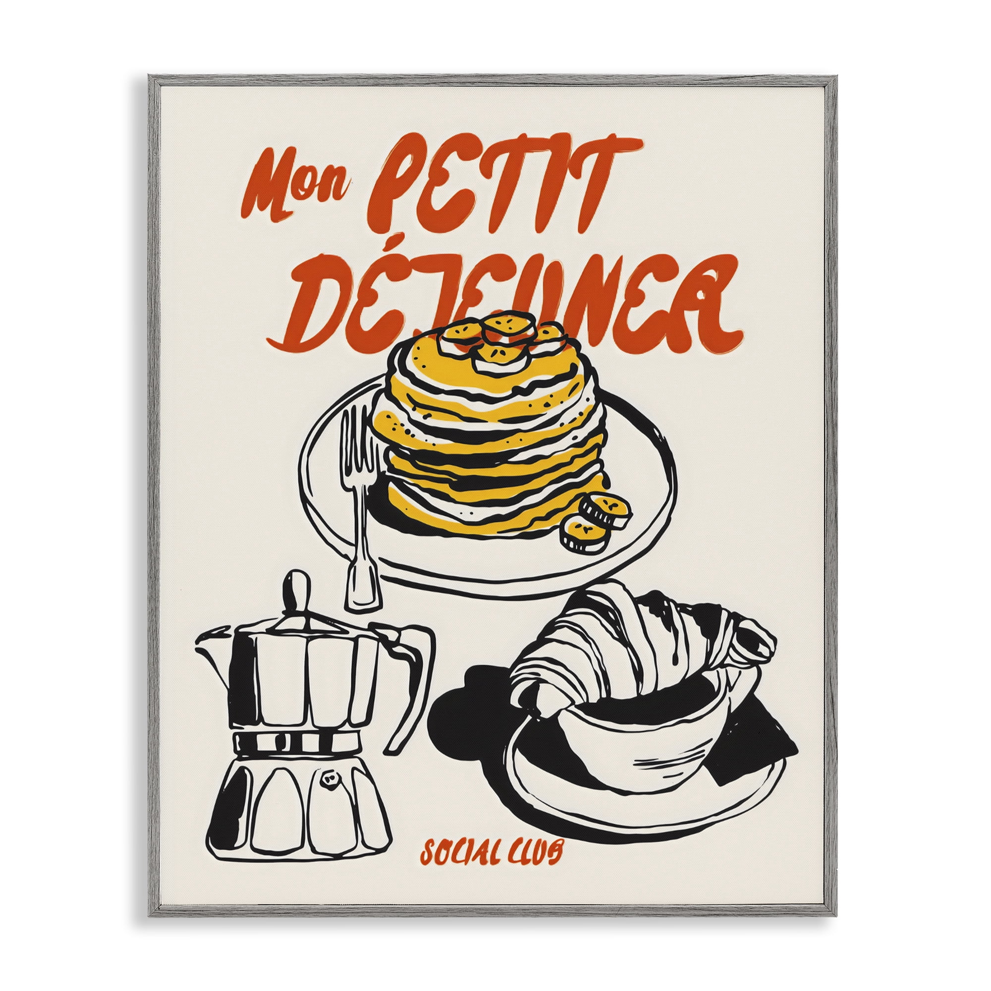 Stupell Industries My Breakfast Pancakes Spread Gray Framed Giclee Art, design by The Prints Vibe
