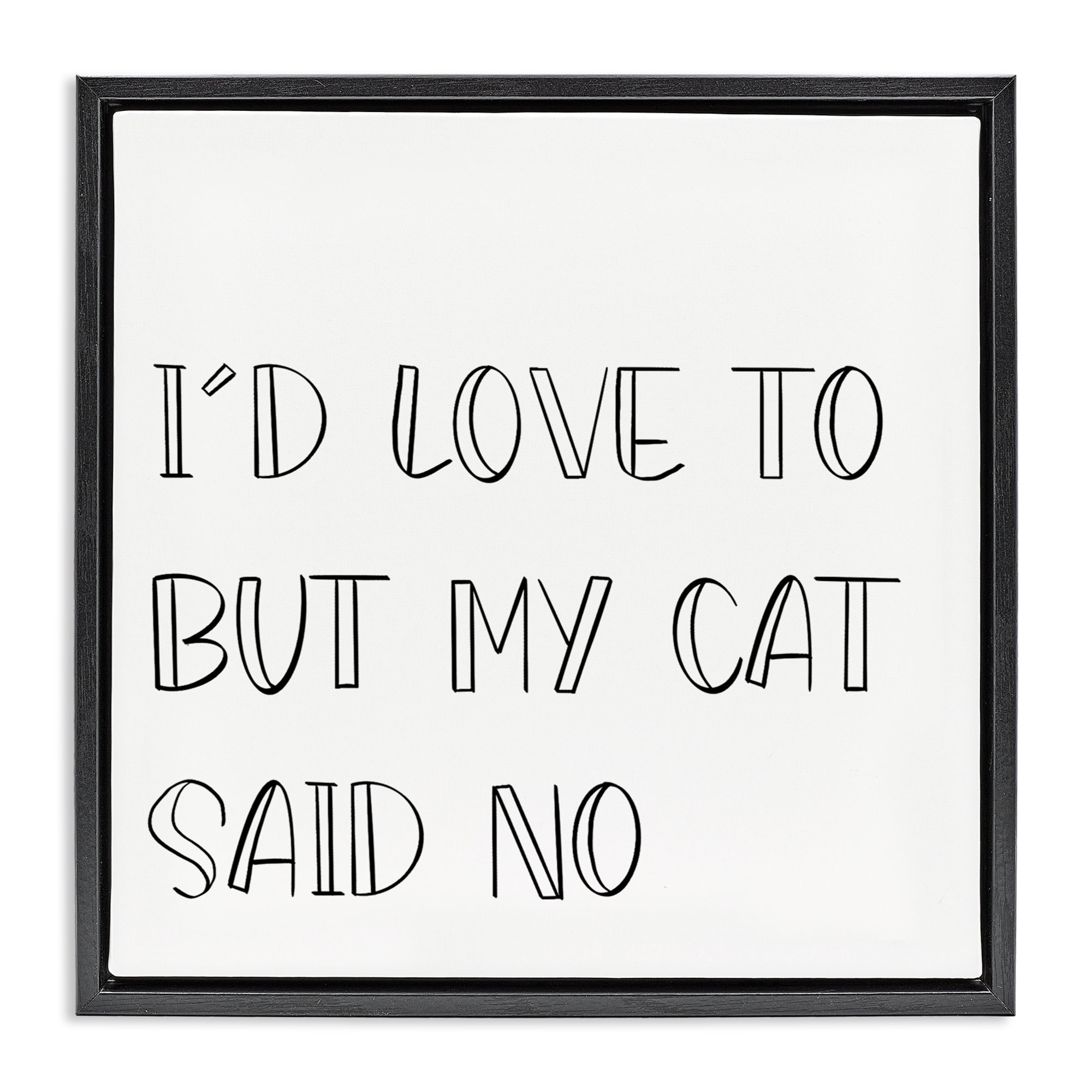 Stupell Industries My Cat Said No Text & Numbers Painting Black Floater Framed Canvas Art Print Wall Art, 25 x 25