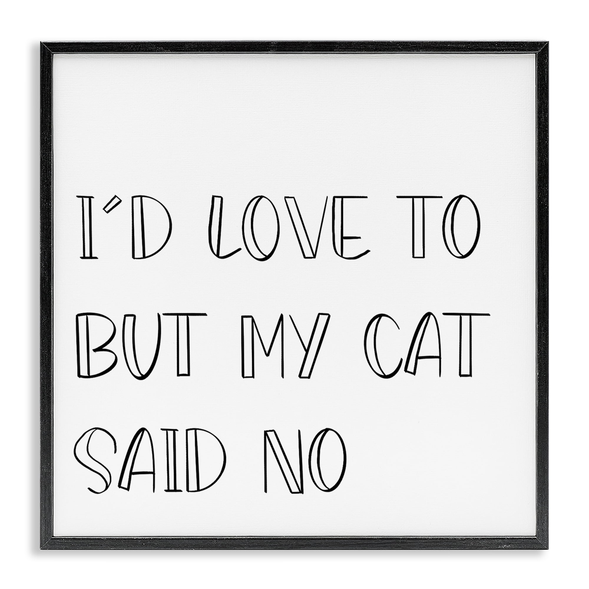 Stupell Industries My Cat Said No Text & Numbers Painting Black Framed Art Print Wall Art, 24 x 24