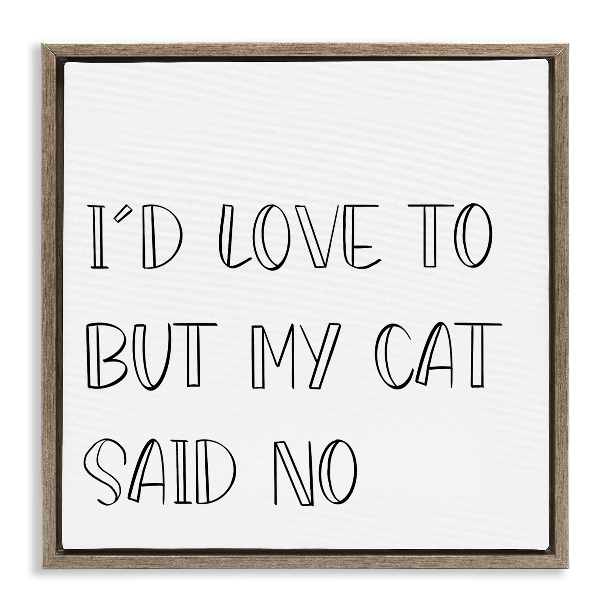 Stupell Industries My Cat Said No Text & Numbers Painting Brown Floater Framed Canvas Art Print Wall Art, 18 x 18