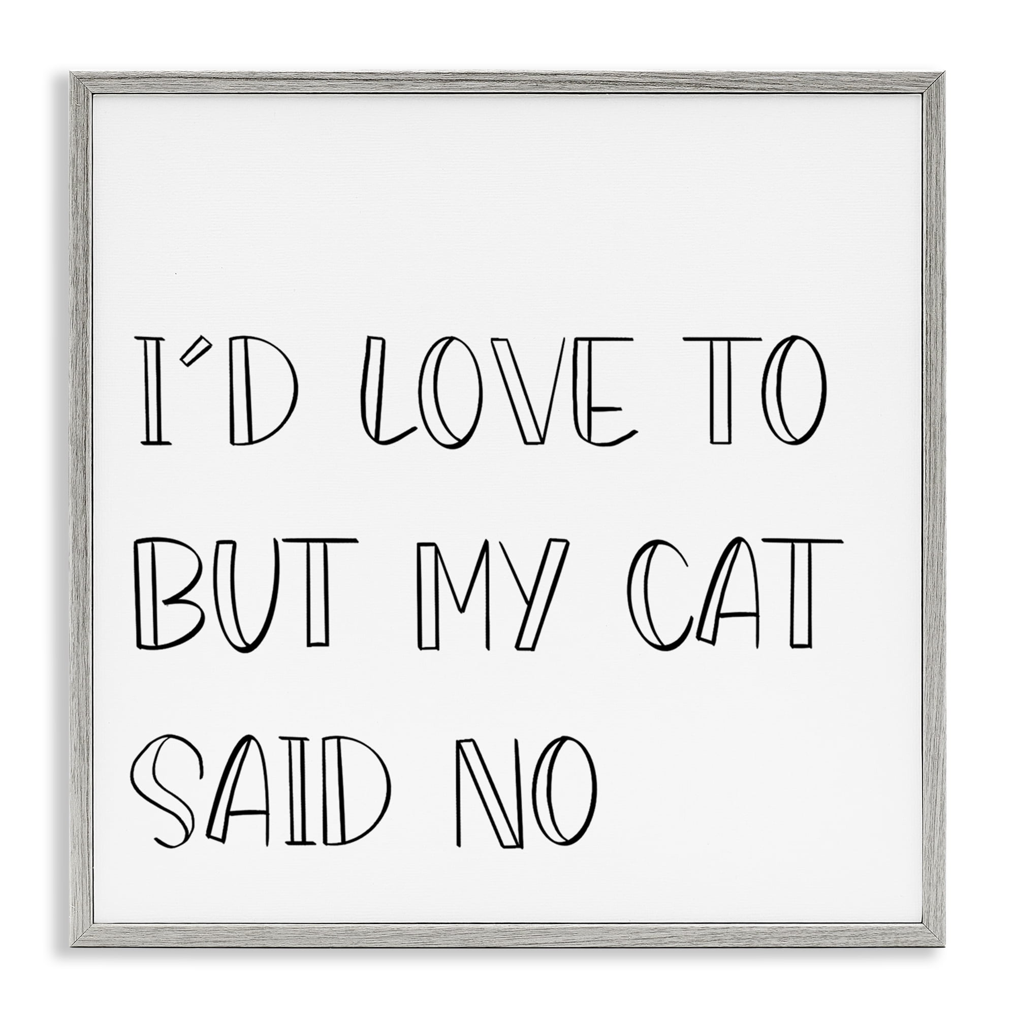 Stupell Industries My Cat Said No Text & Numbers Painting Gray Framed Art Print Wall Art, 24 x 24