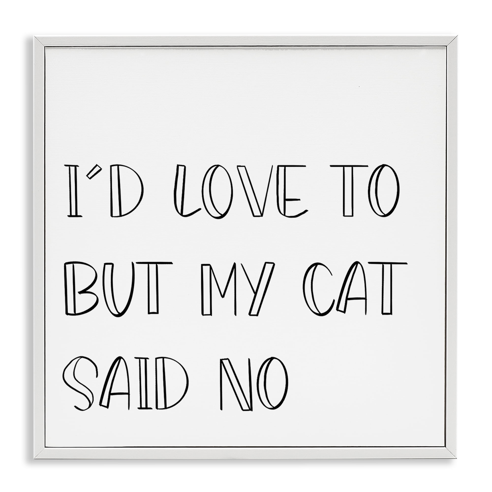 Stupell Industries My Cat Said No Text & Numbers Painting White Framed Art Print Wall Art, 24 x 24