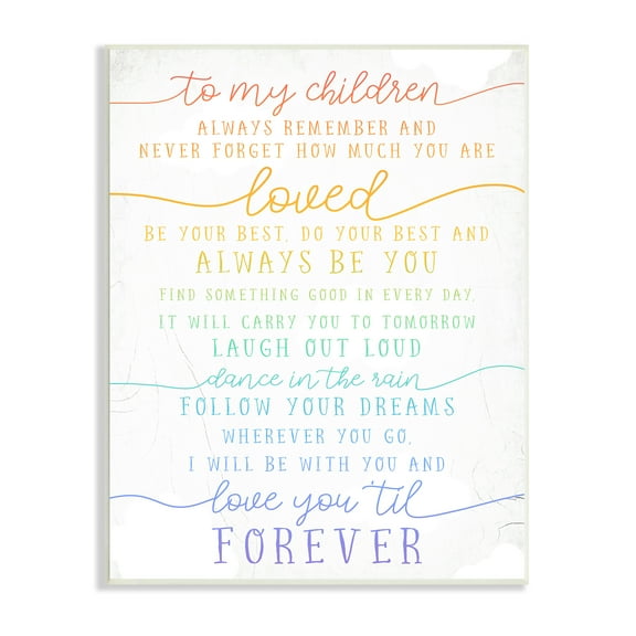 Stupell Industries My Children Are Loved Quote Playful Rainbow Typography, 10 x 15, Design by Daphne Polselli