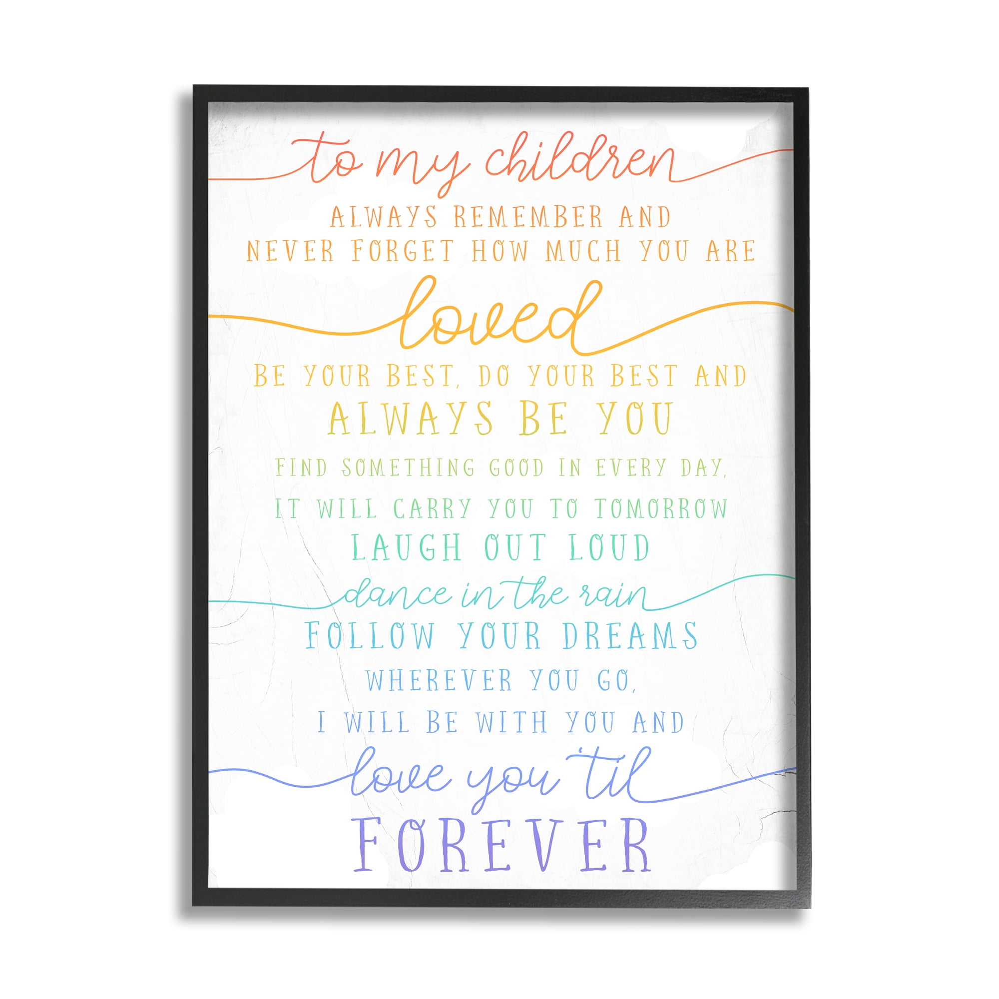 Stupell Industries My Children Are Loved Quote Playful Rainbow Typography Inspirational Painting Black Framed Art Print Wall Art, 16 x 20