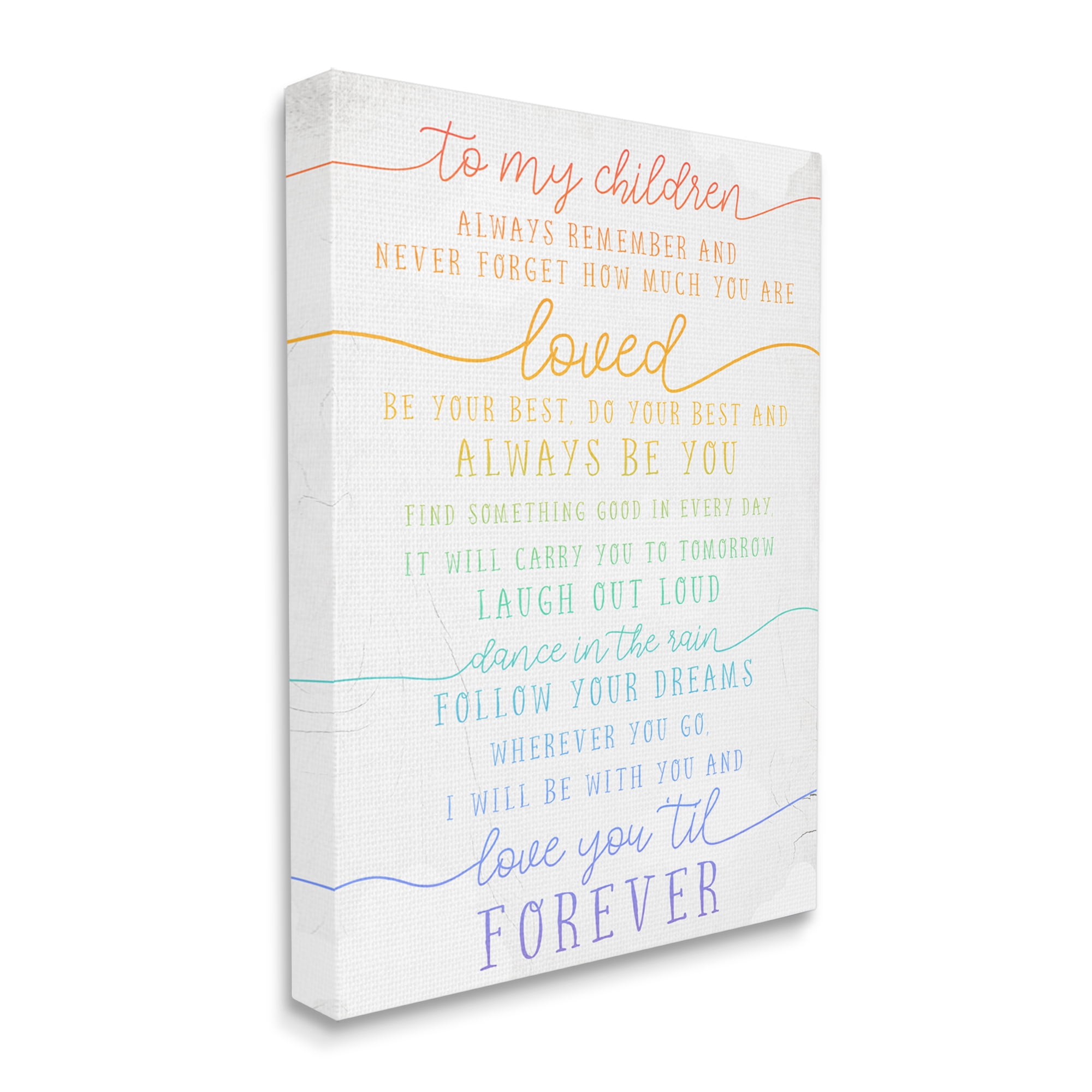 Stupell Industries My Children Are Loved Quote Playful Rainbow Typography Inspirational Painting Gallery Wrapped Canvas Print Wall Art, 24 x 30