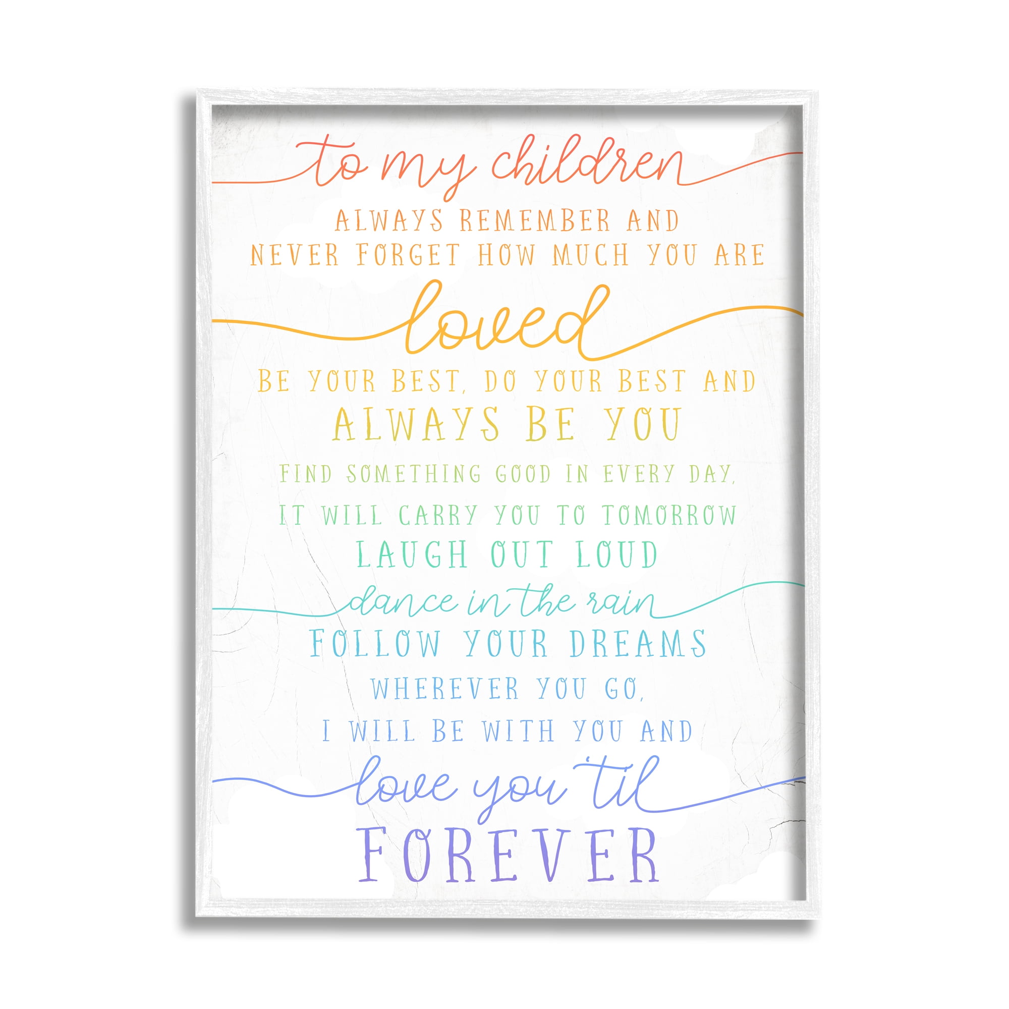 Stupell Industries My Children Are Loved Quote Playful Rainbow Typography Inspirational Painting White Framed Art Print Wall Art, 16 x 20