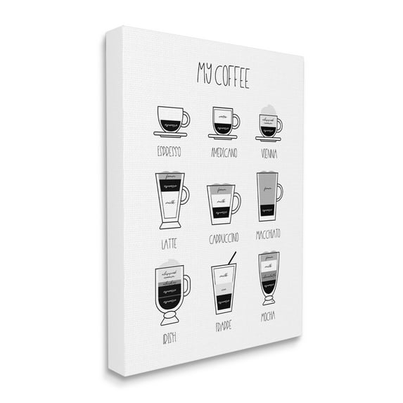 Stupell Industries My Coffee Chart Kitchen Latte Drinks Food & Beverage Painting Gallery Wrapped Canvas Art Print Wall Art, 24 x 30