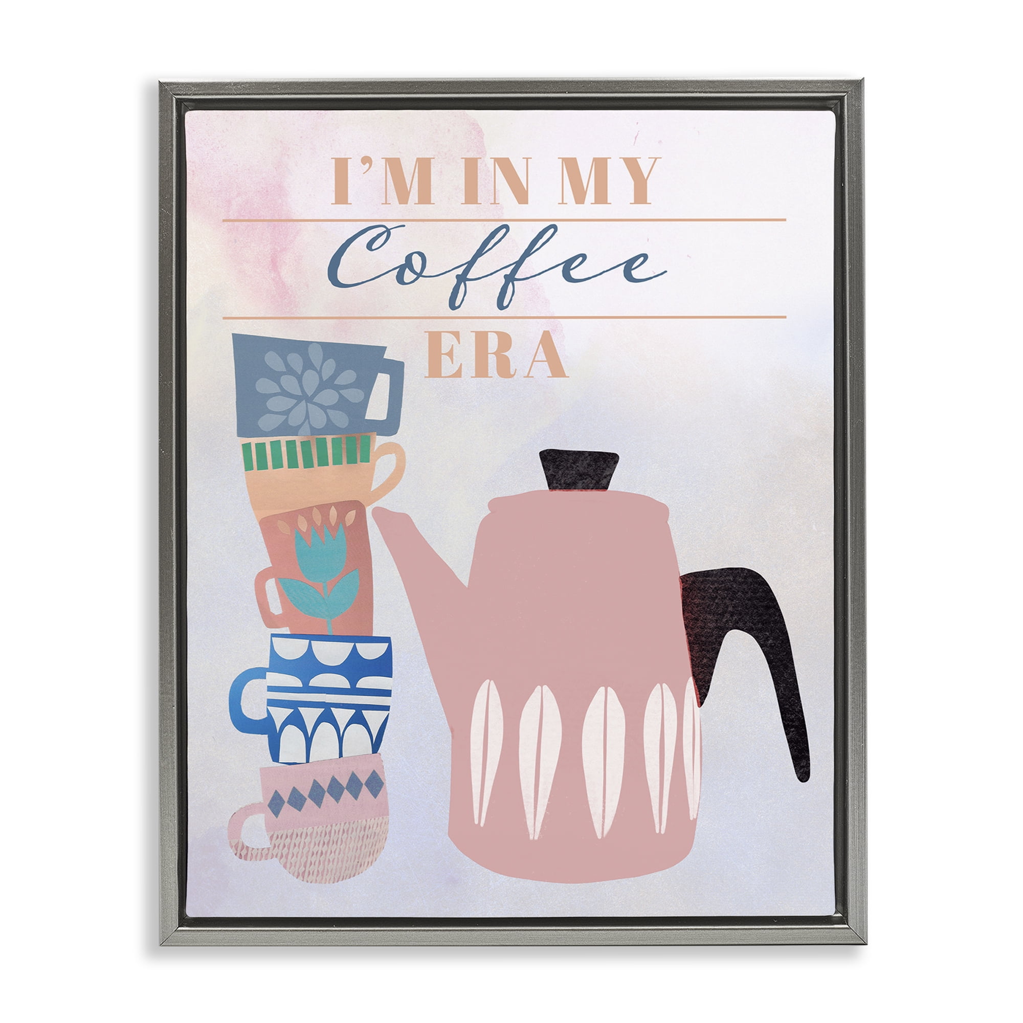 Stupell Industries My Coffee Era Food & Beverage Painting Gray Floater Framed Art Print Wall Art, 25 x 31