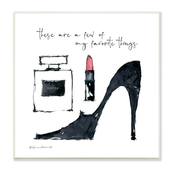 Stupell Industries My Favorite Things Phrase Perfume Lipstick Fashion Shoes, 12 x 12, Design by Stephanie Workman Marrott