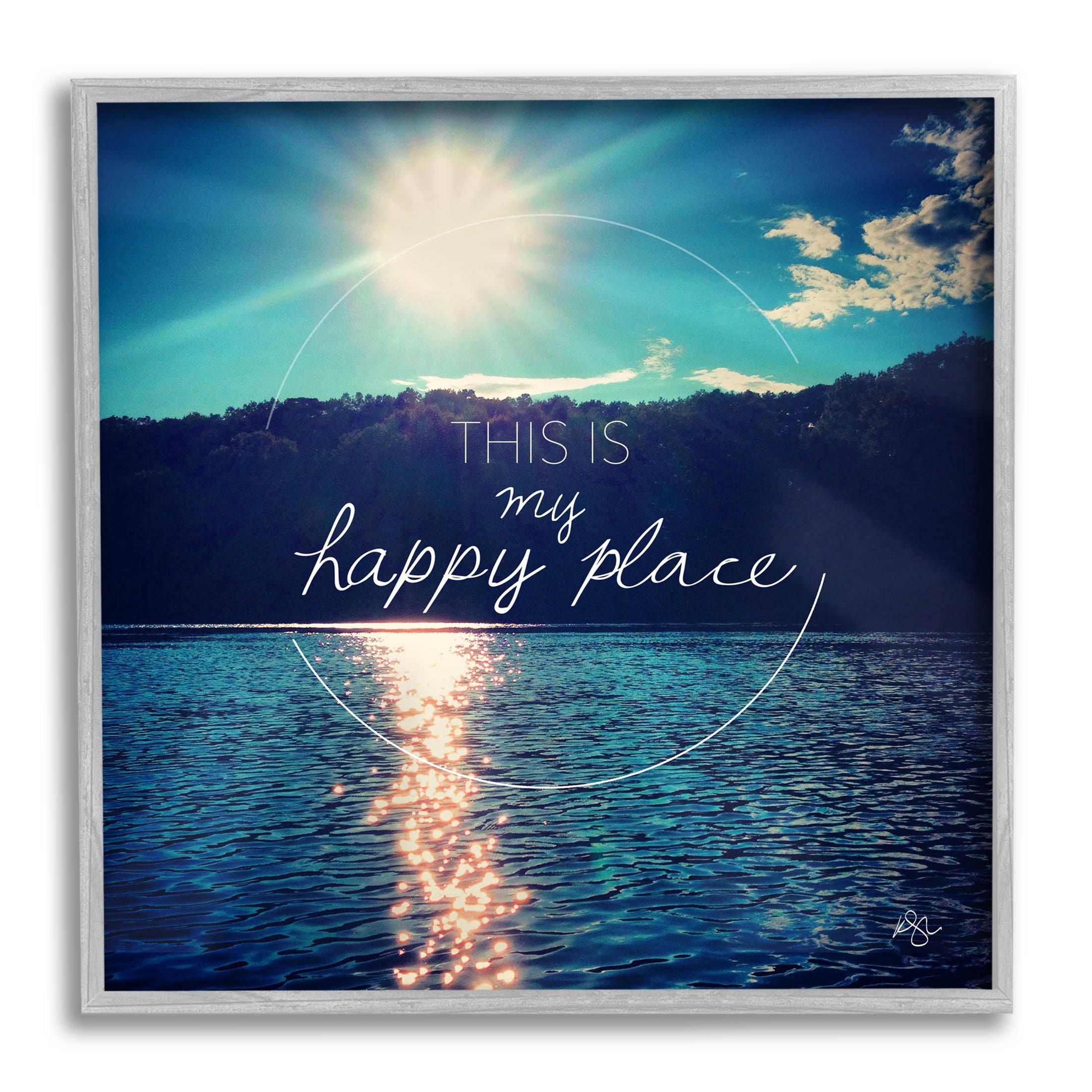 Stupell Industries My Happy Place Lake Scenery Graphic Art Gray Framed Art Print Wall Art, Design by K. Kaufman