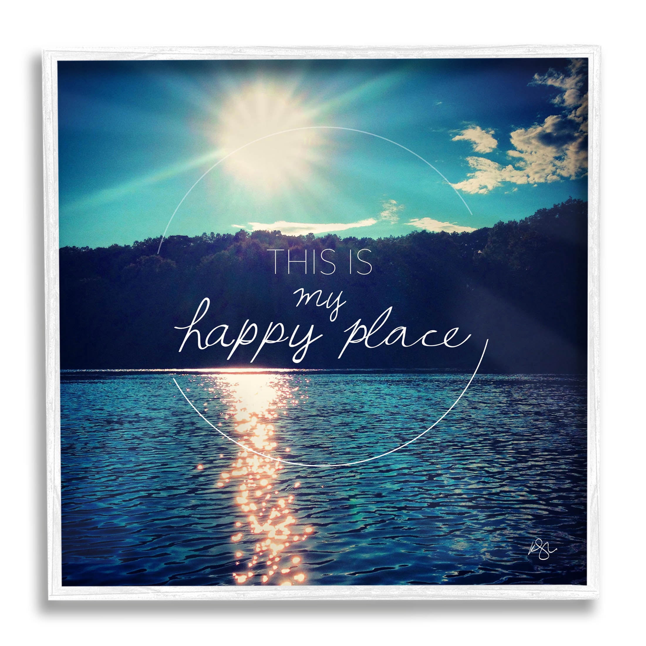Stupell Industries My Happy Place Lake Scenery Graphic Art White Framed Art Print Wall Art, Design by K. Kaufman