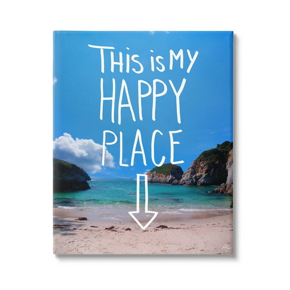 Stupell Industries My Happy Place Summer Beach Graphic Art Gallery Wrapped Canvas Print Wall Art, Design by K. Kaufman