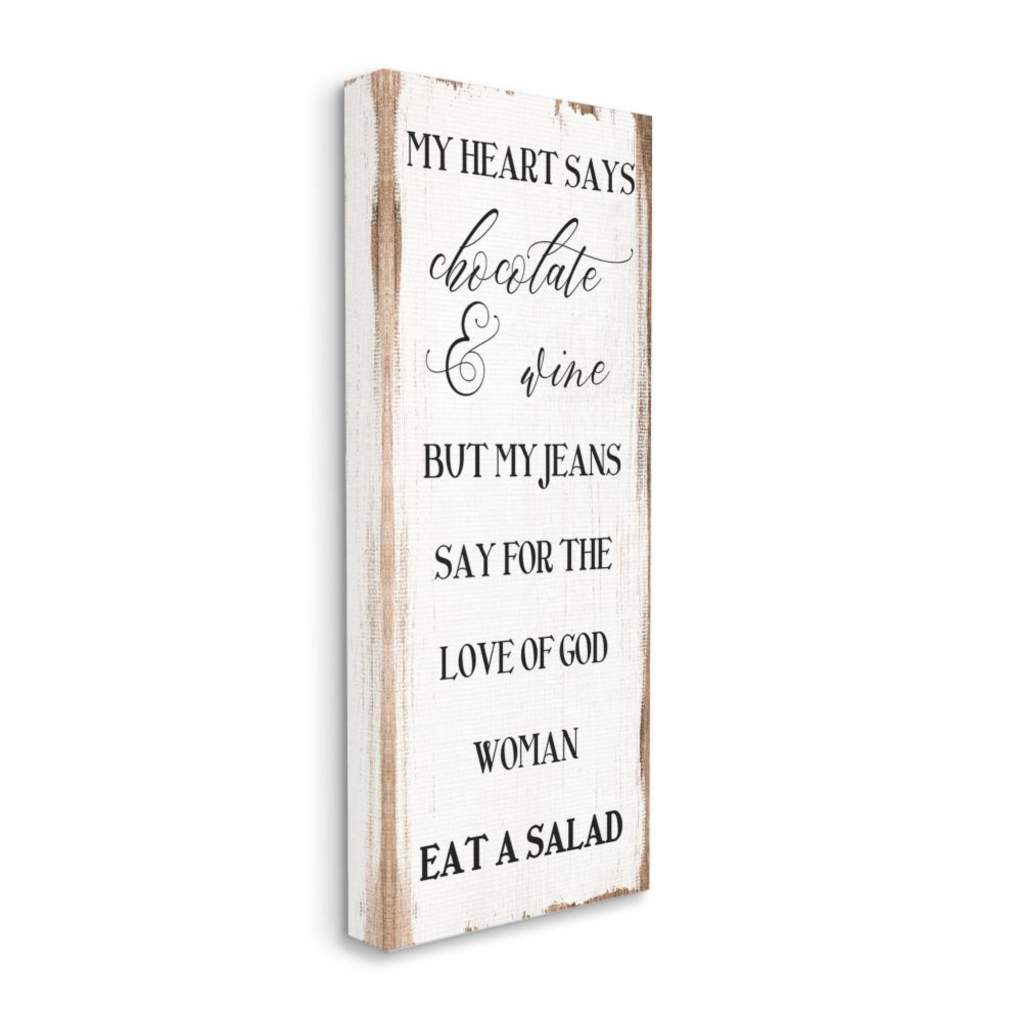 Stupell Industries My Heart Says Chocolate Phrase Painted Wood Pattern Design by Daphne Polselli, 20" x 48"