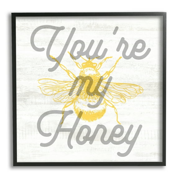 Stupell Industries My Honey Country Phrase Animals & Insects Painting Black Framed Art Print Wall Art, 12 x 12