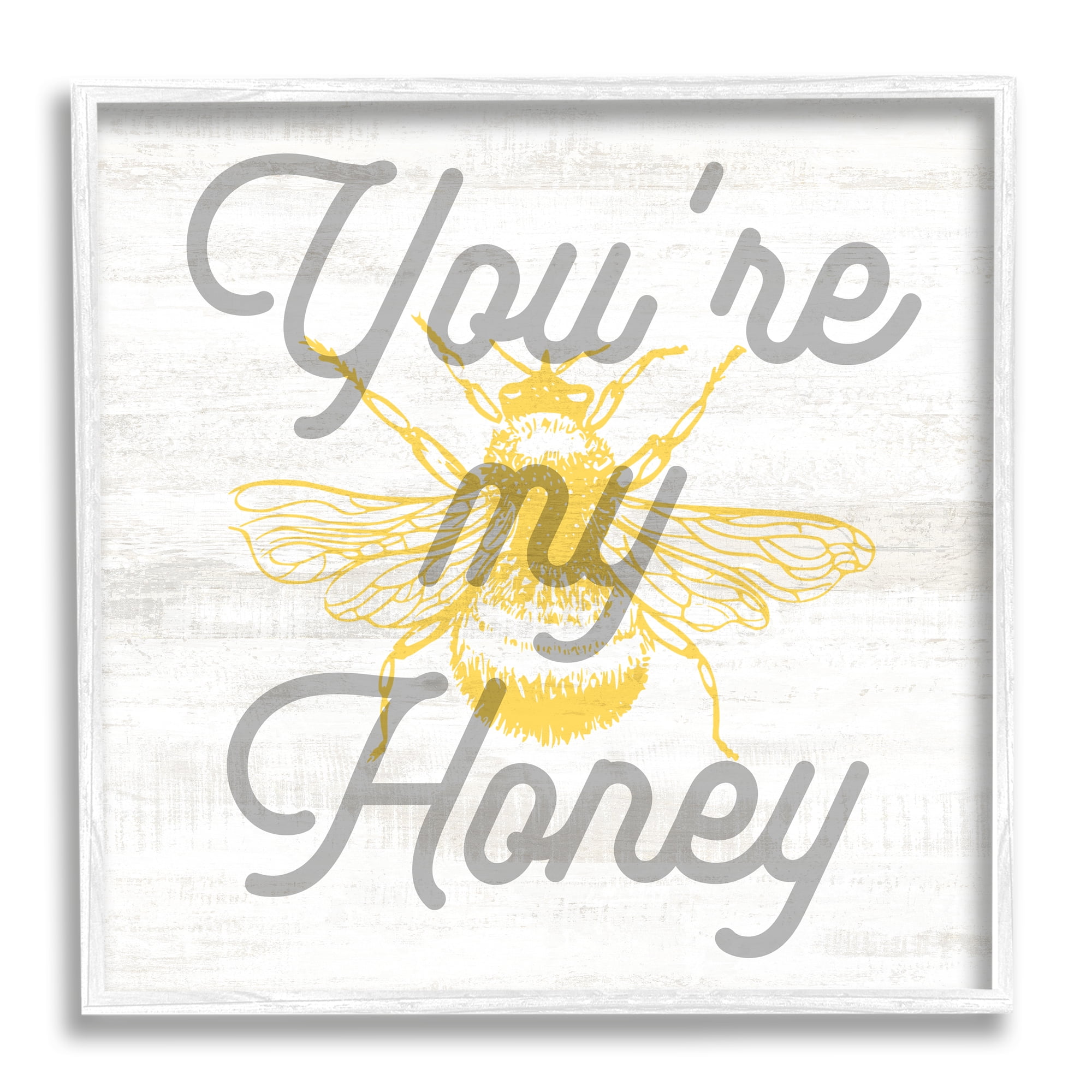 Stupell Industries My Honey Country Phrase Animals & Insects Painting White Framed Art Print Wall Art, 12 x 12