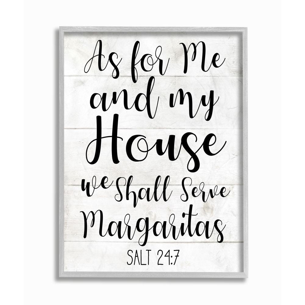 Stupell Industries My House Serves Margaritas Funny Spiritual Pun Framed Wall Art Design by Daphne Polselli, 11" x 14", Gray Framed