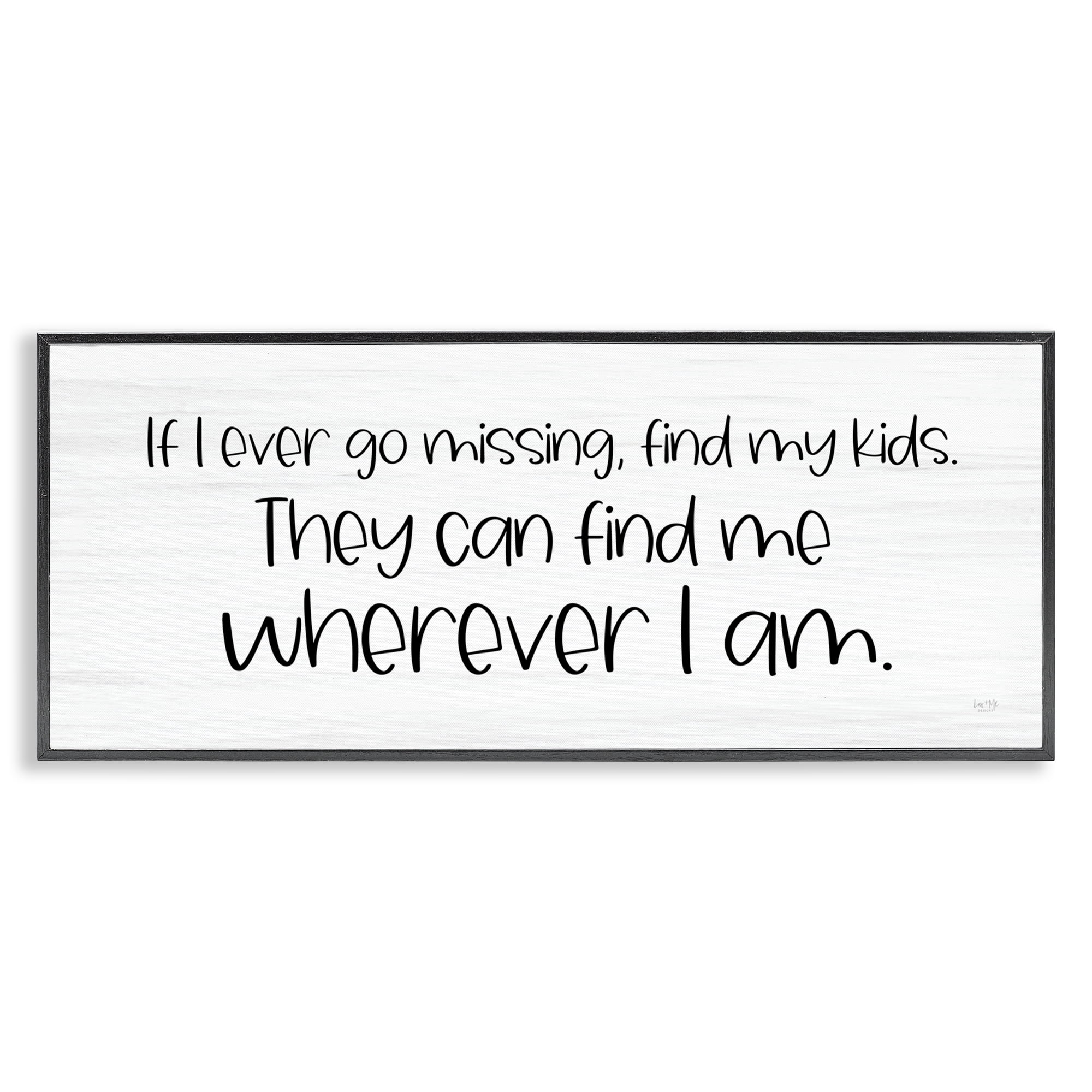 Stupell Industries My Kids Can Find Me Text & Numbers Painting Black Framed Art Print Wall Art, 24 x 10