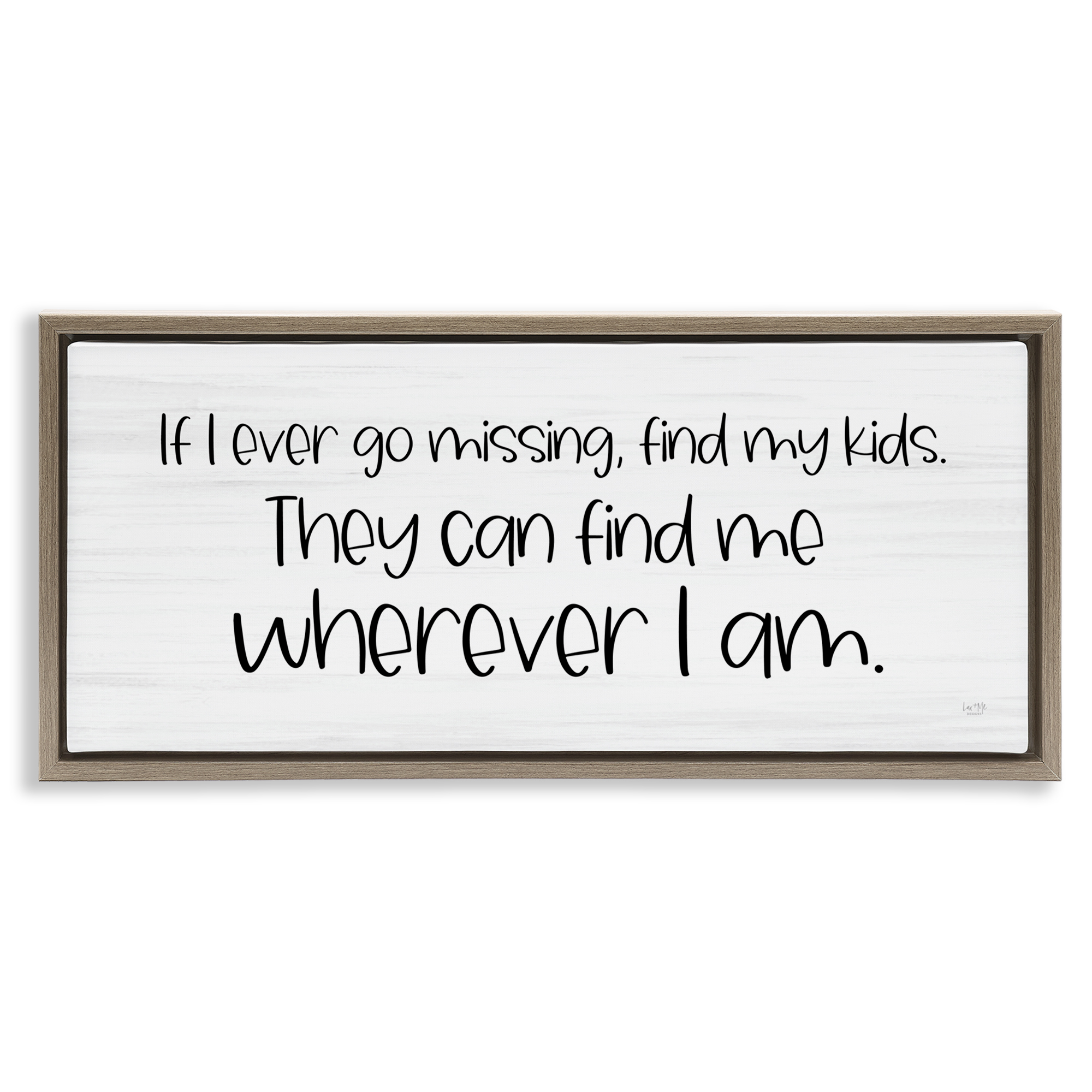 Stupell Industries My Kids Can Find Me Text & Numbers Painting Brown Floater Framed Canvas Art Print Wall Art, 25 x 11