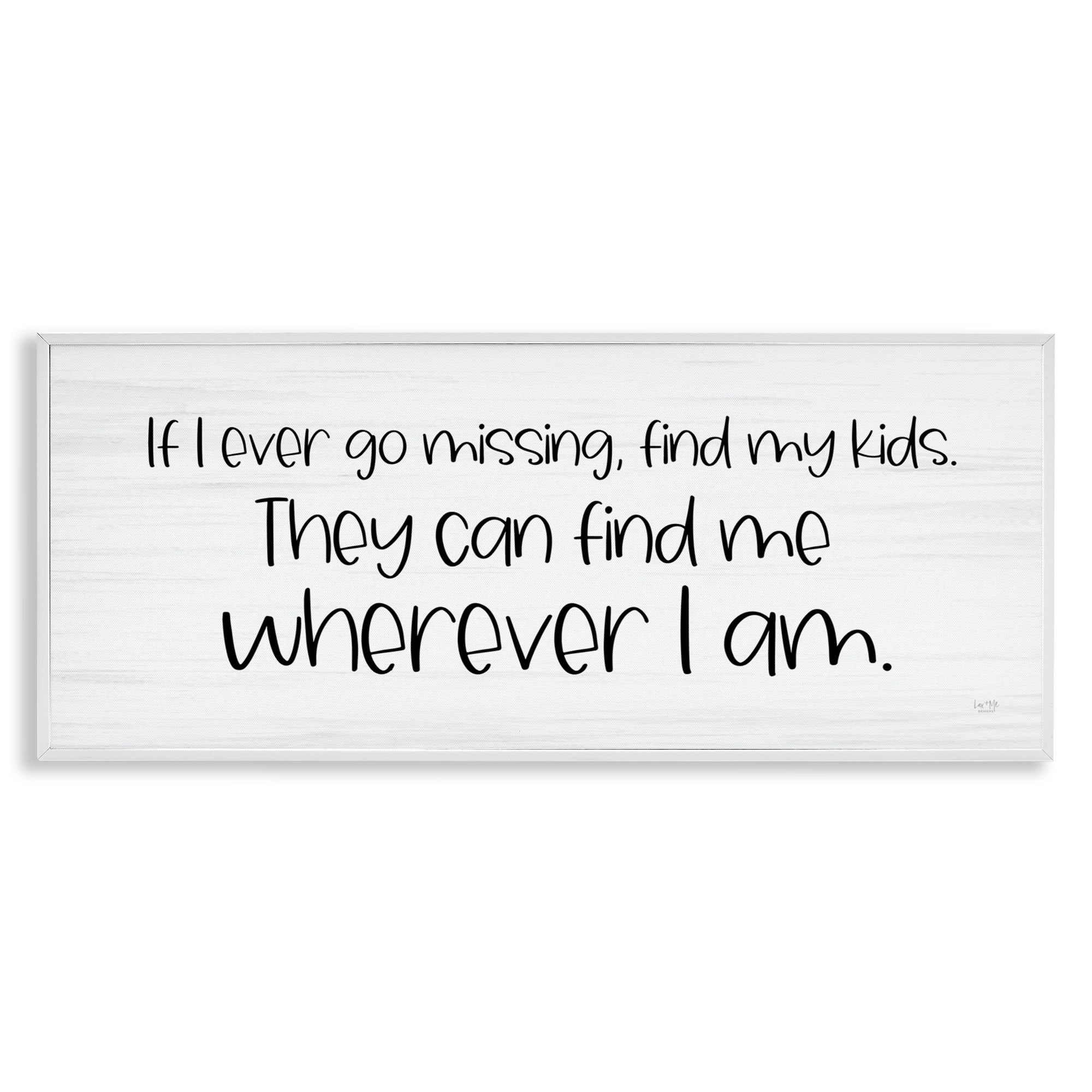 Stupell Industries My Kids Can Find Me Text & Numbers Painting White Framed Art Print Wall Art, 24 x 10