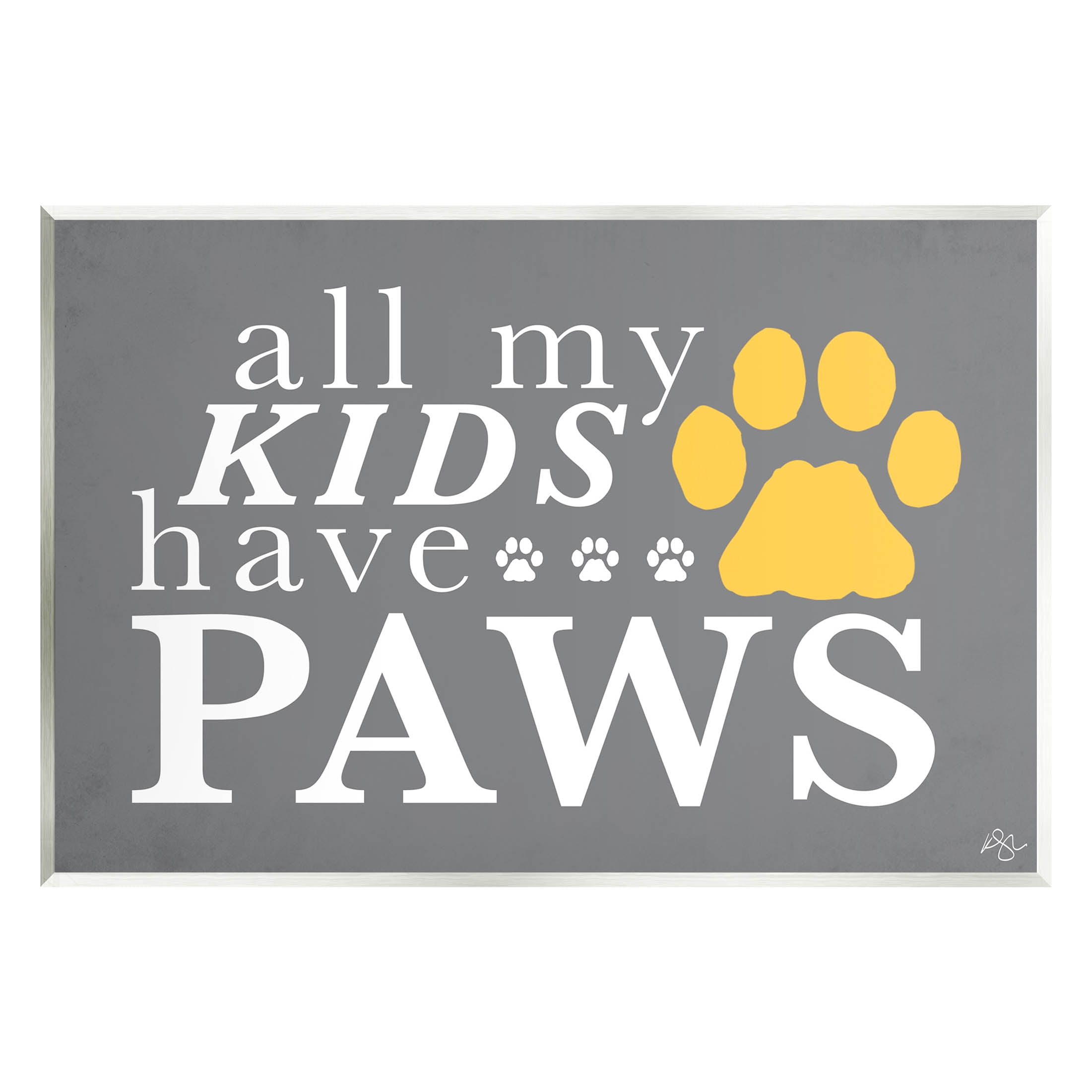 Gray and White MDF Wood Pet Phrase Wall Art