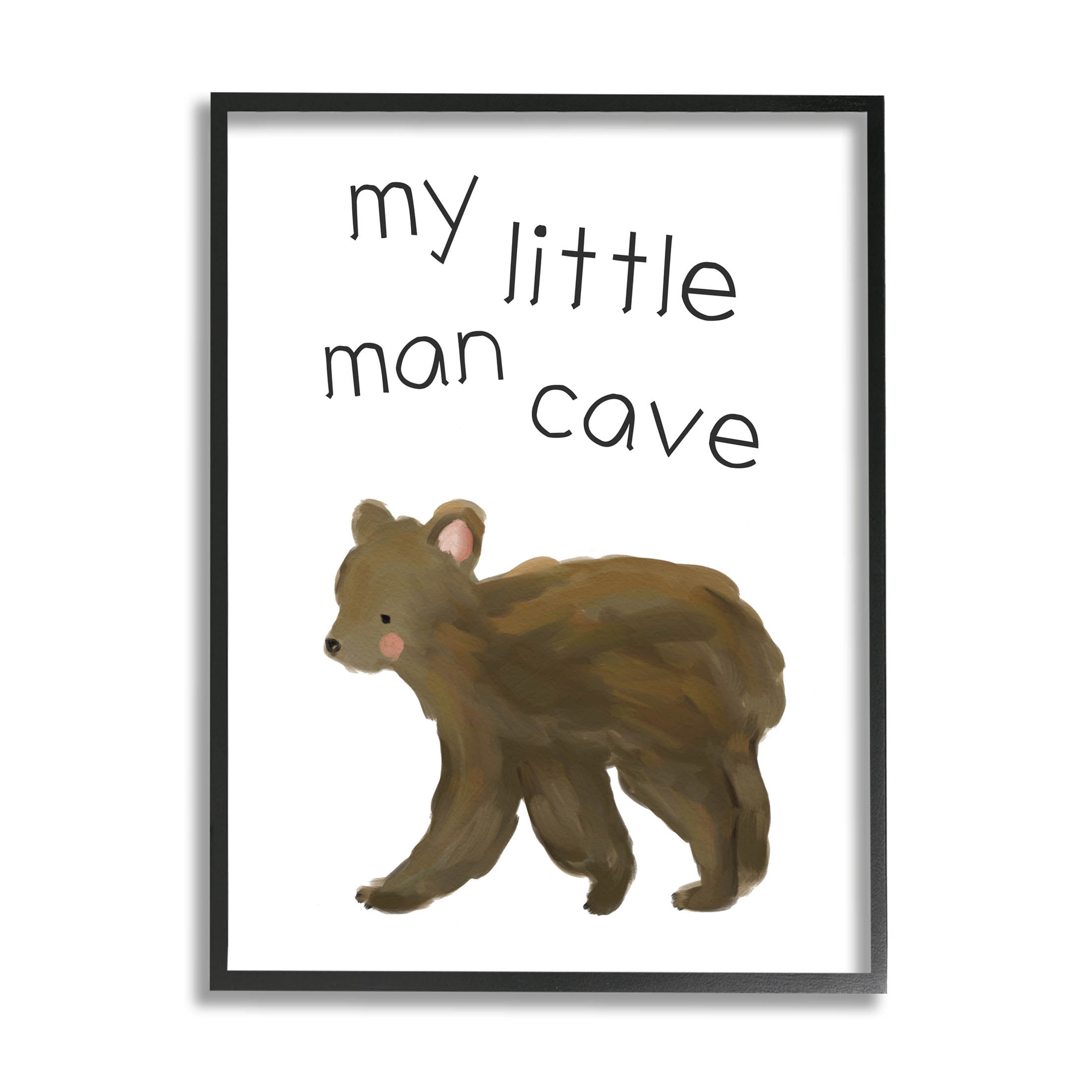 Stupell Industries My Little Man Cave Bear Graphic Art Black Framed Art Print Wall Art, Design by Leah Straatsma