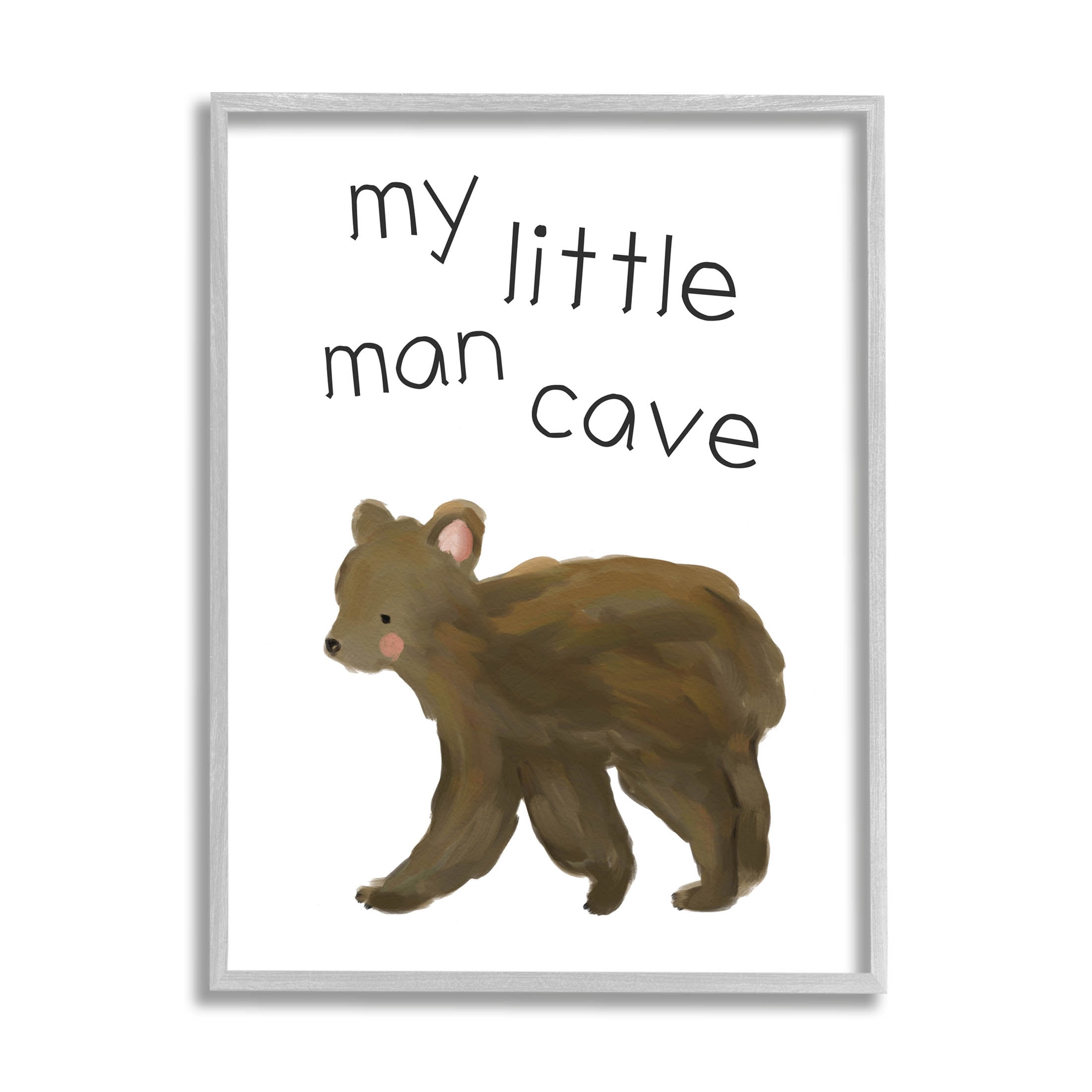 Stupell Industries My Little Man Cave Bear Graphic Art Gray Framed Art Print Wall Art, Design by Leah Straatsma