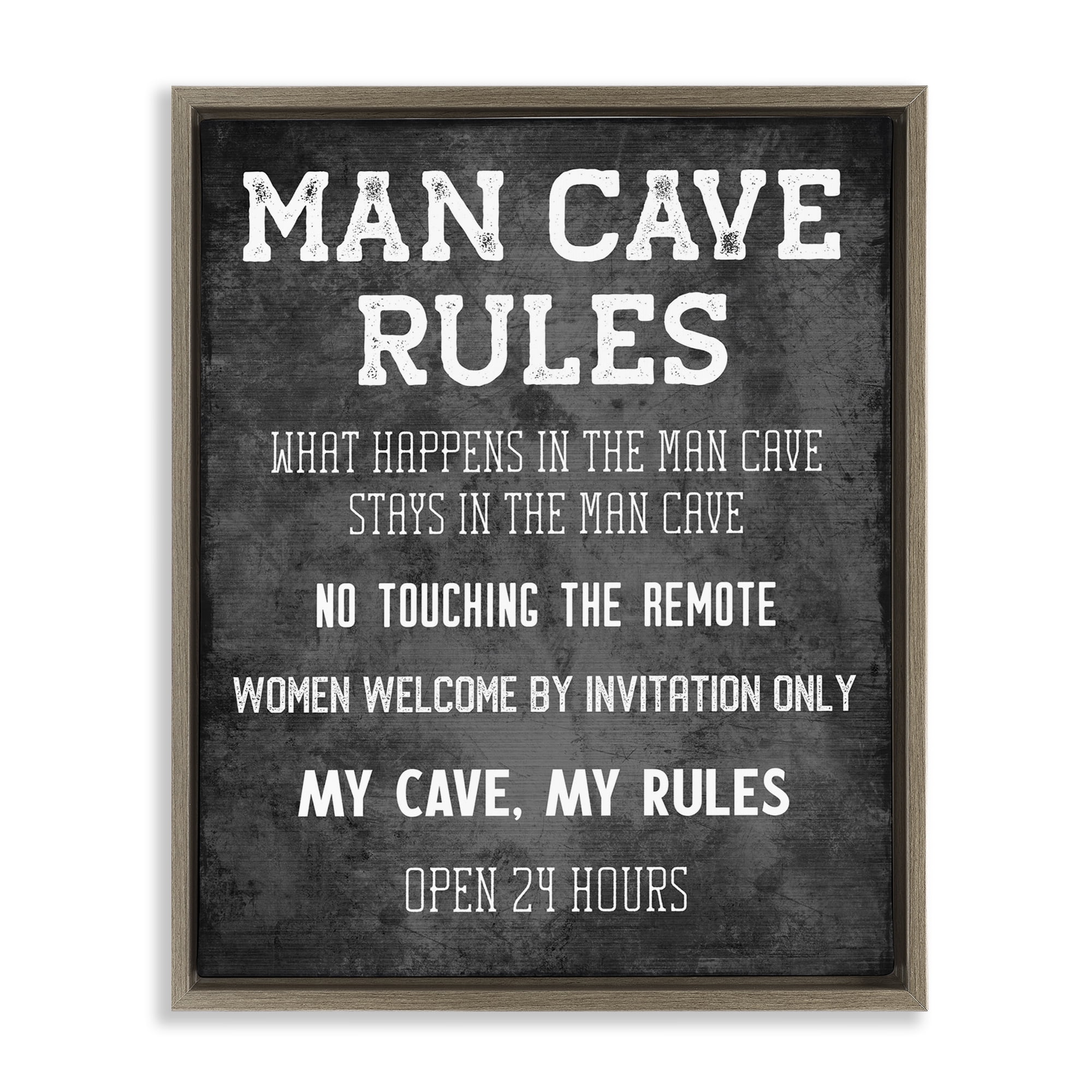 Stupell Industries My Man Cave Rules Typography Painting Brown Floater Framed Art Print Wall Art, 25 x 31