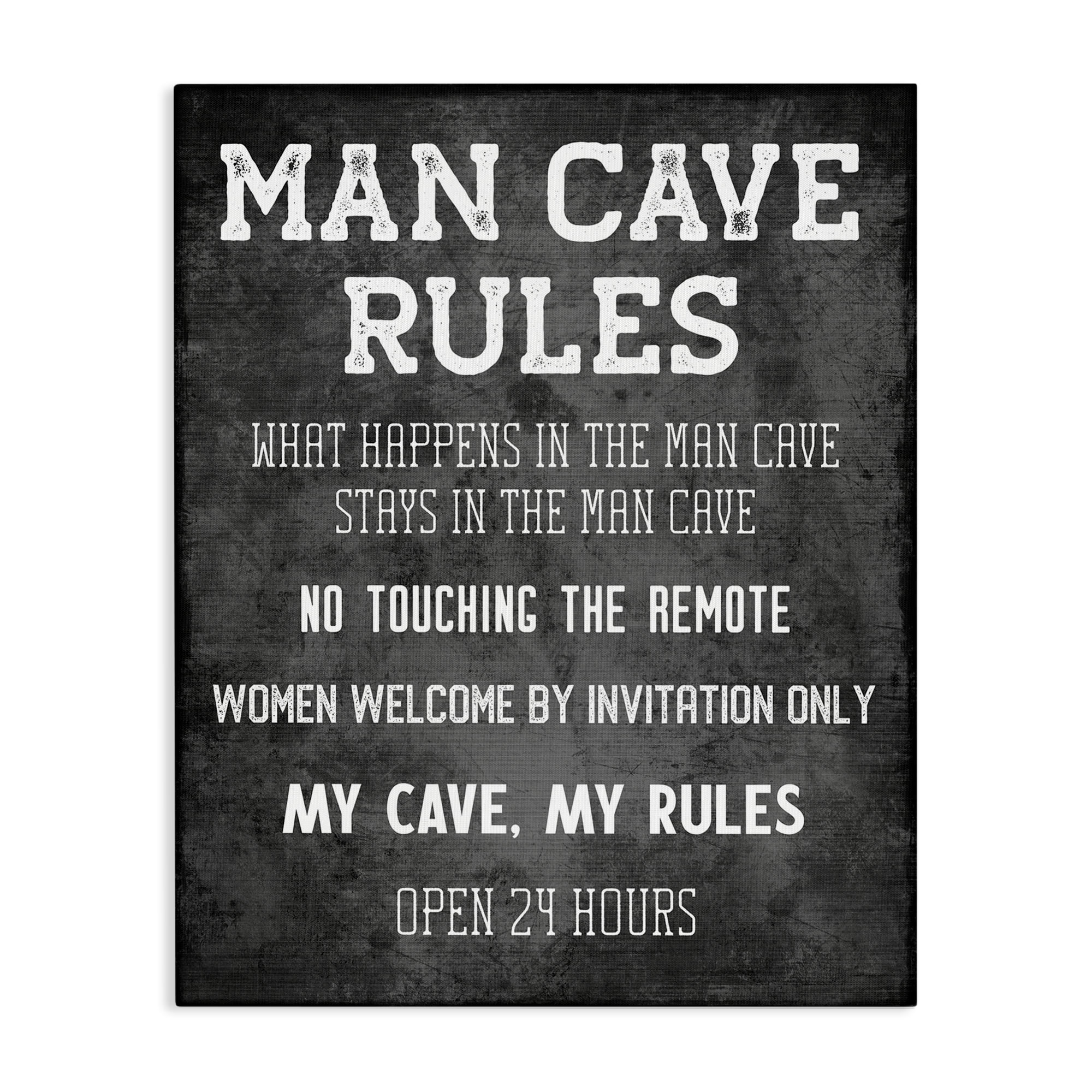 Stupell Industries My Man Cave Rules Typography Painting Gallery Wrapped Canvas Art Print Wall Art, 24 x 30