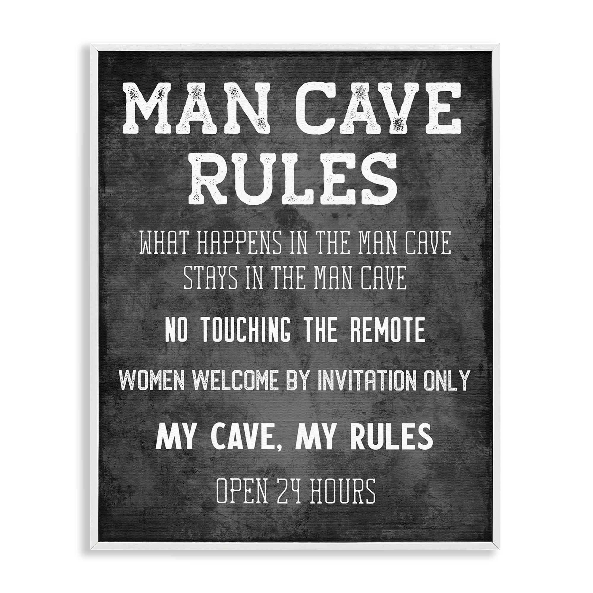 Stupell Industries My Man Cave Rules Typography Painting White Framed Art Print Wall Art, 16 x 20