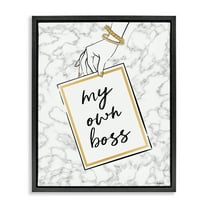 Stupell Industries My Own Boss Phrase Typography Painting Black Floater Framed Art Print Wall Art, 17 x 21