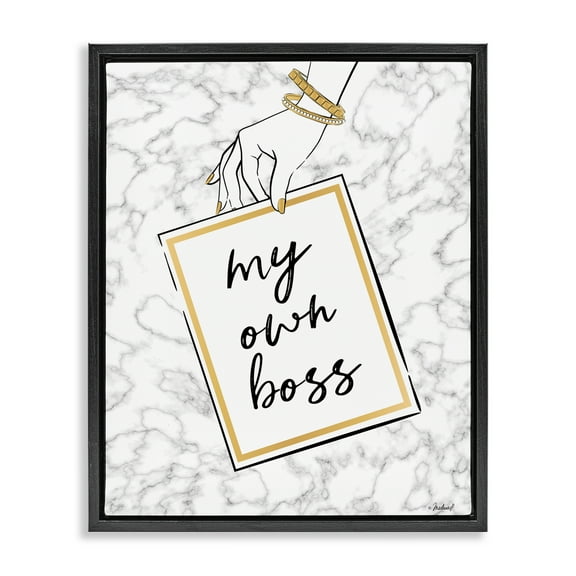 Stupell Industries My Own Boss Phrase Typography Painting Black Floater Framed Art Print Wall Art, 17 x 21
