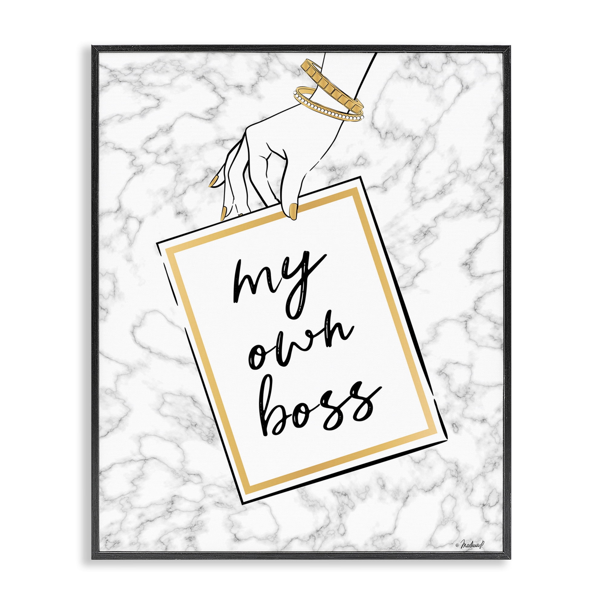 Stupell Industries My Own Boss Phrase Typography Painting Black Framed Art Print Wall Art, 11 x 14