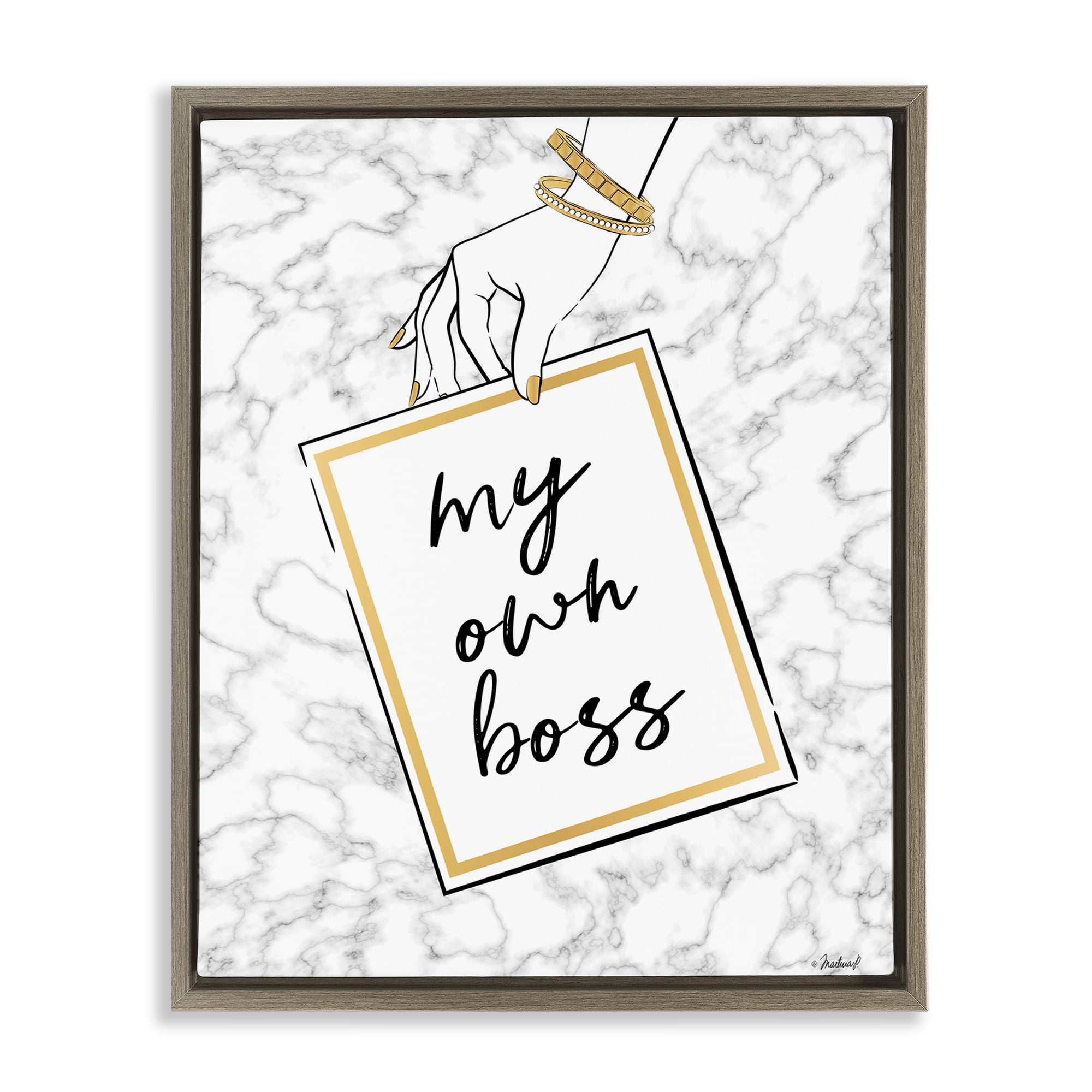 Stupell Industries My Own Boss Phrase Typography Painting Brown Floater Framed Art Print Wall Art, 17 x 21
