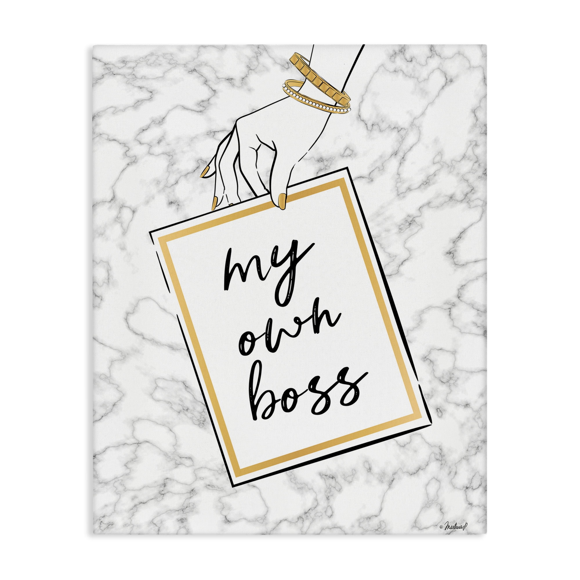 Stupell Industries My Own Boss Phrase Typography Painting Gallery Wrapped Canvas Art Print Wall Art, 16 x 20