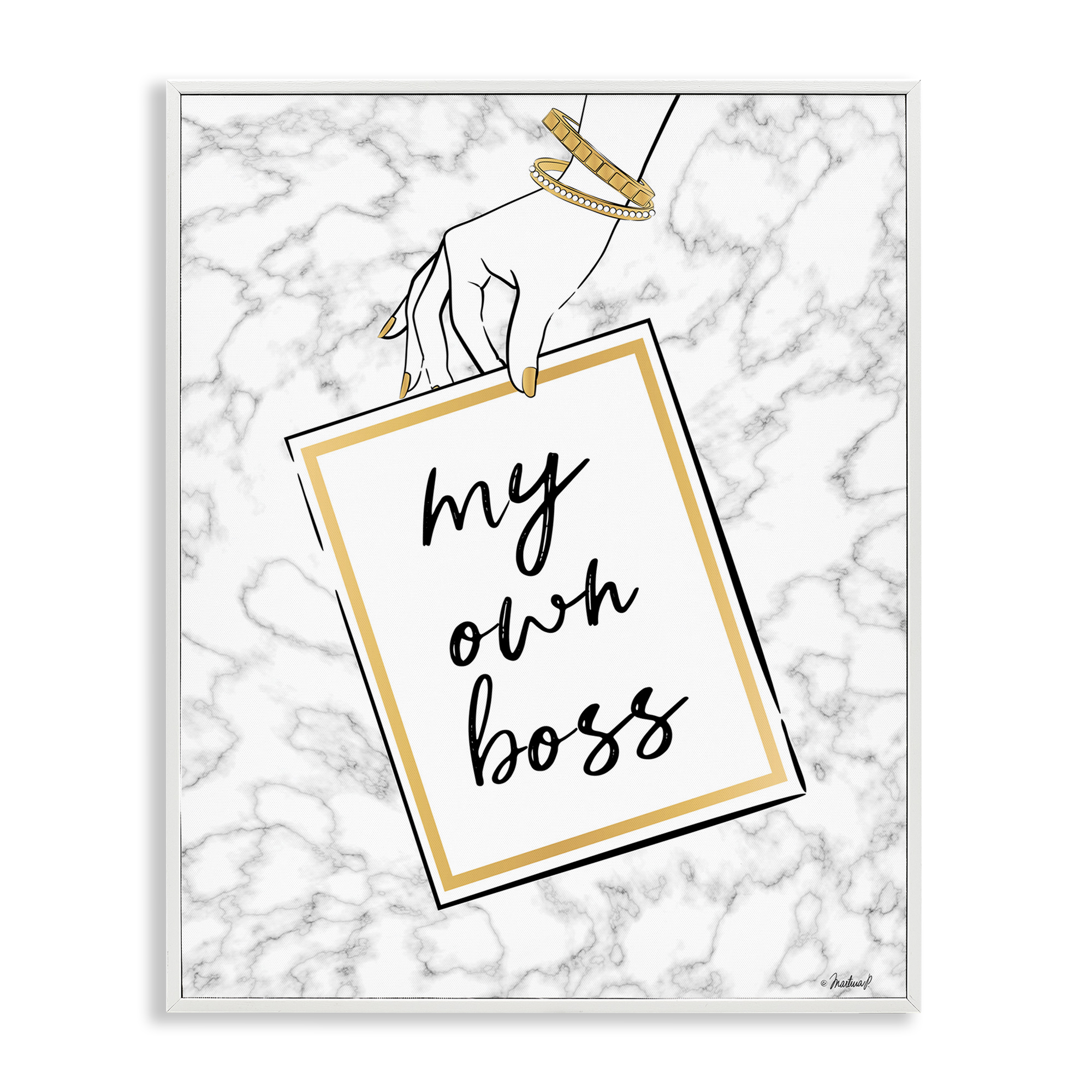 Stupell Industries My Own Boss Phrase Typography Painting White Framed Art Print Wall Art, 11 x 14
