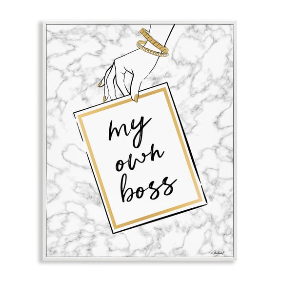 Stupell Industries My Own Boss Phrase Typography Painting White Framed Art Print Wall Art, 11 x 14