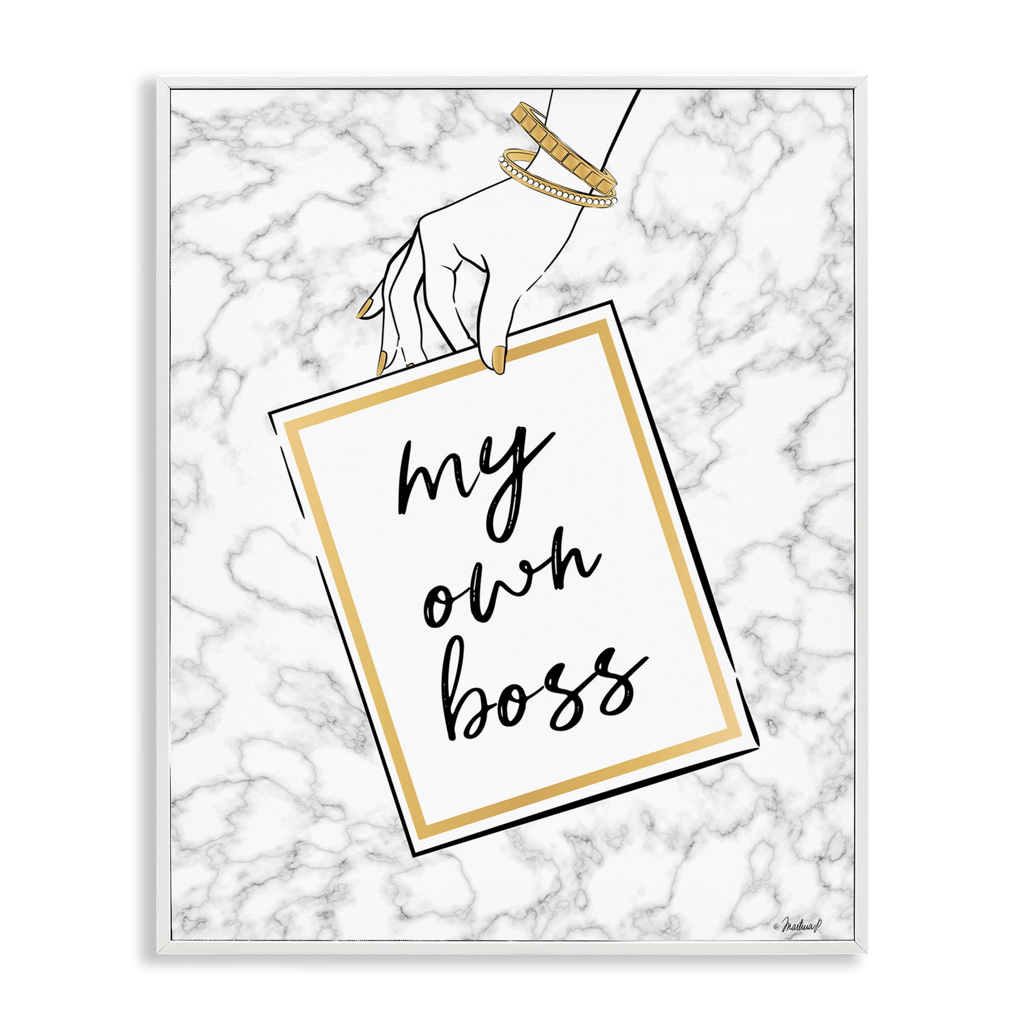 Stupell Industries My Own Boss Phrase Typography Painting White Framed Art Print Wall Art, 16 x 20