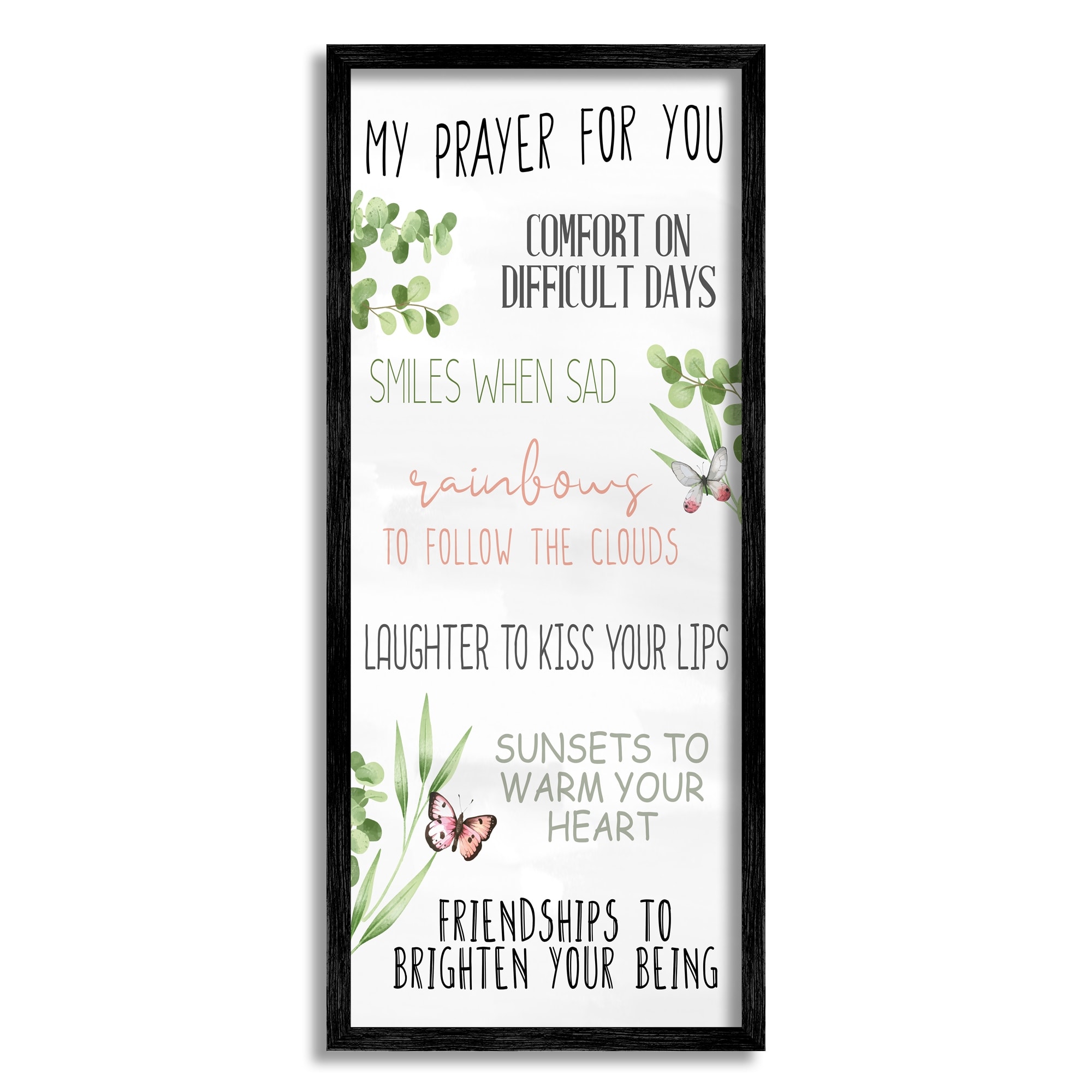 Stupell Industries My Prayer for You Happiness List Spring Butterfly Plants, 10 x 24, Designed by Kim Allen