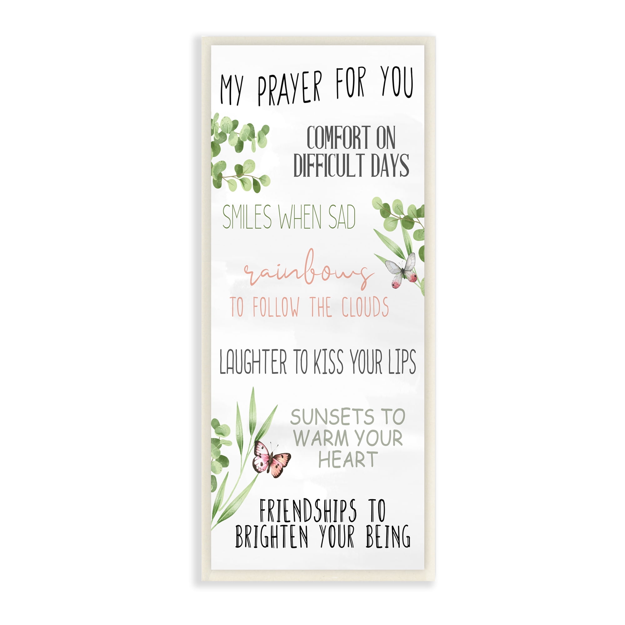 Stupell Industries My Prayer for You Happiness List Spring Butterfly Plants, 7 x 17, Designed by Kim Allen