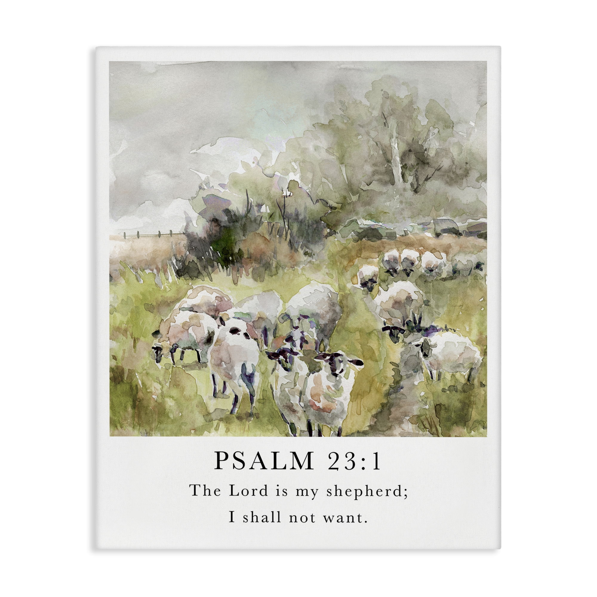 Stupell Industries My Shepherd Psalm Religious Painting Gallery Wrapped Canvas Art Print Wall Art, 36 x 48