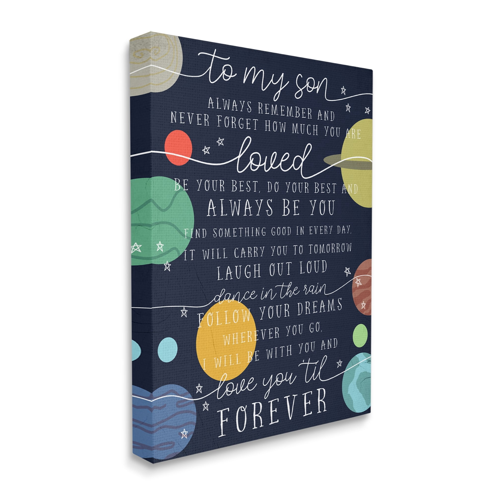 Stupell Industries My Son Love You Forever Phrase Outer Space Inspirational Painting Gallery Wrapped Canvas Print Wall Art, 16 x 20