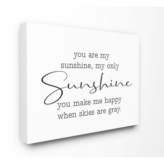 Stupell Industries My Sunshine Family Home Black And White Word Design Canvas Wall Art by Lettered and Lined