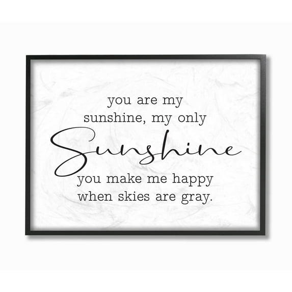 Stupell Industries My Sunshine Family Home Black And White Word Design Framed Wall Art by Lettered and Lined