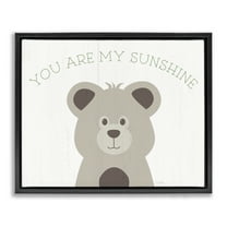 Stupell Industries My Sunshine Smiling Bear Animals Painting Black Floater Framed Canvas Art Print Wall Art, 21 x 17