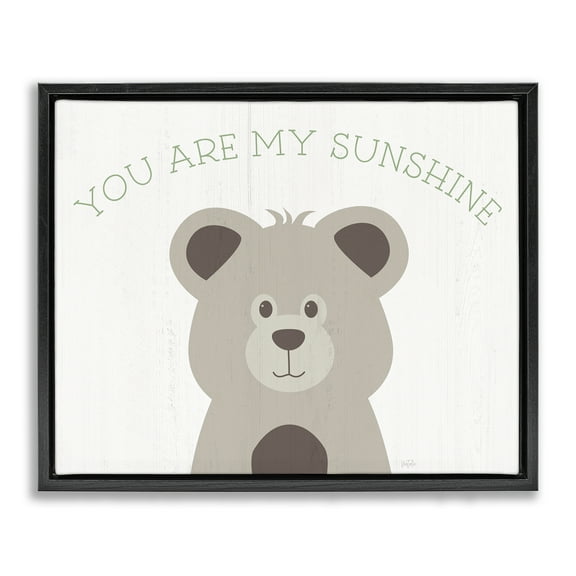 Stupell Industries My Sunshine Smiling Bear Animals Painting Black Floater Framed Canvas Art Print Wall Art, 21 x 17