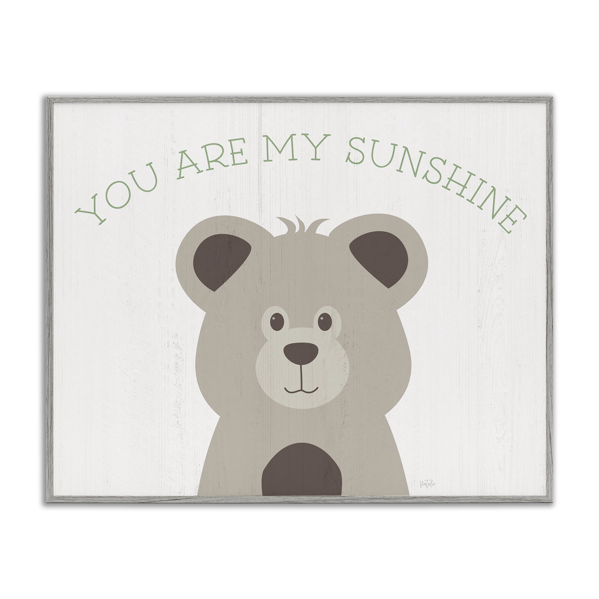 Stupell Industries My Sunshine Smiling Bear Animals Painting Gray Framed Art Print Wall Art, 30 x 24