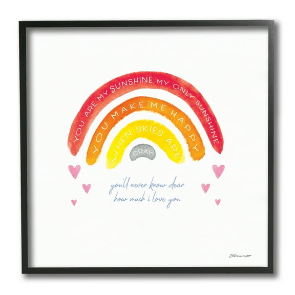 Stupell Industries My Sunshine when Sky's Gray Sentiment Rainbow Hearts,12 x 12,Designed by Stephanie Workman Marrott