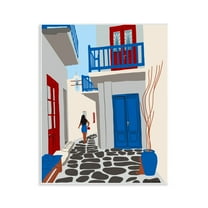 Stupell Industries Mykonos City Alley Buildings & Architecture Painting Unframed Art Print Wall Art, 11 x 14